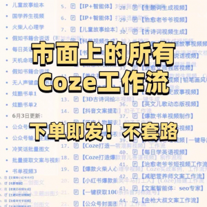 图片[1]-扣子coze工作流150+套成品模板直接导入AI智能体搭建从入门到精通-淘宝虚拟仓