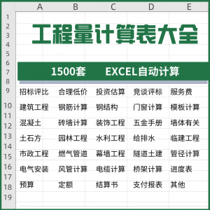 图片[1]-工程量计算表格软件大全钢结构土建安装路桥市政装修建筑预算造价-淘宝虚拟仓