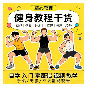 健身运动课程自学运动私教增肌减脂徒手器械锻炼训练视频教程素材